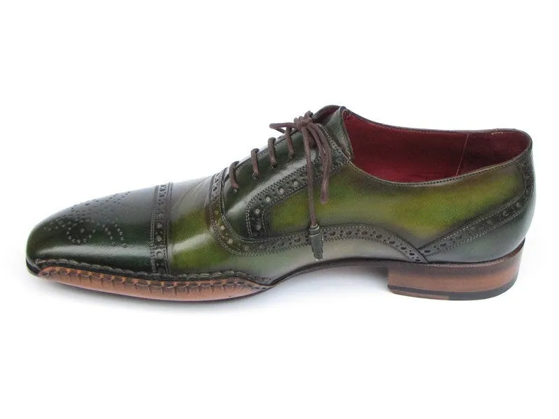 Paul Parkman Schuhe Paul Parkman Herren Seitengenähte Ledercaptoe Oxfords in Grün & Gelb