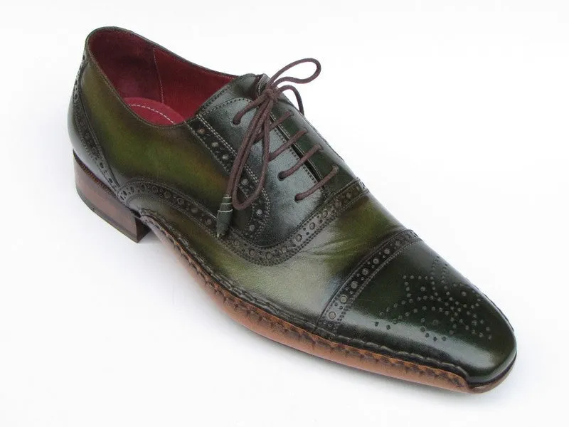 Paul Parkman Schuhe Paul Parkman Herren Seitengenähte Ledercaptoe Oxfords in Grün & Gelb