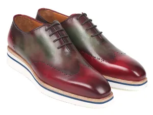 Paul Parkman Schuhe Paul Parkman Herren elegante Freizeit Wingtip Oxfords in Bordeaux & Grün