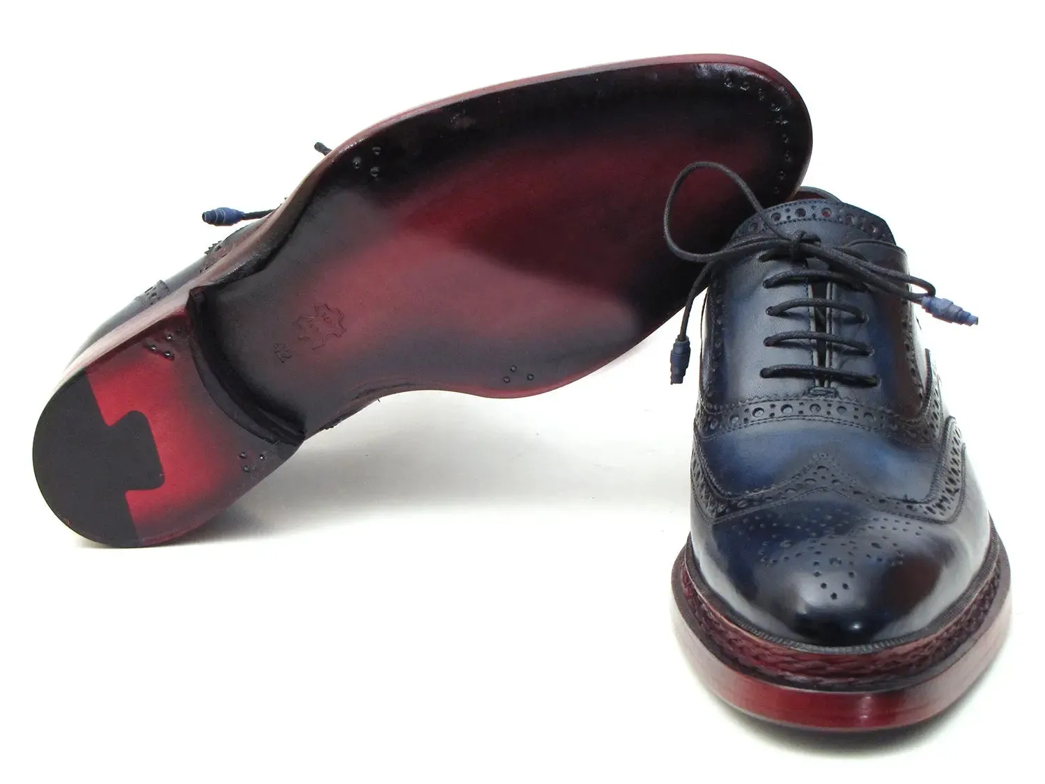 Paul Parkman Schuhe Paul Parkman Herren Wingtip Oxfords mit dreifacher Ledersohle in Marineblau