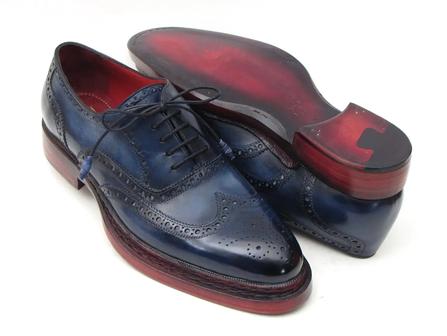Paul Parkman Schuhe Paul Parkman Herren Wingtip Oxfords mit dreifacher Ledersohle in Marineblau