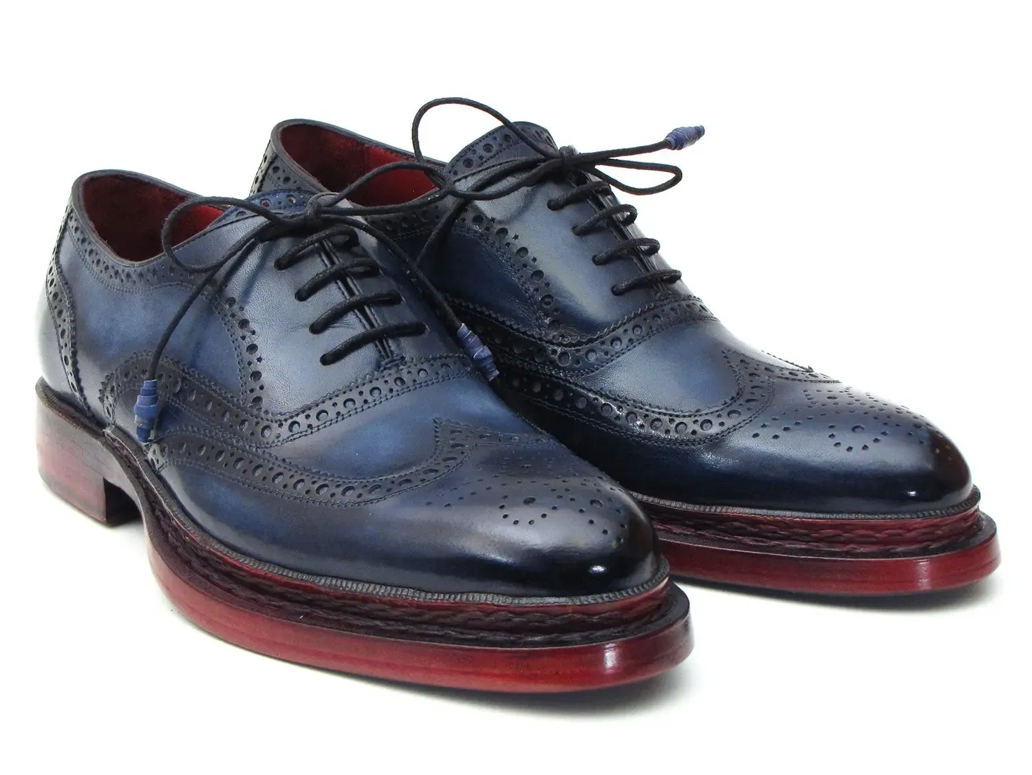 Paul Parkman Schuhe Paul Parkman Herren Wingtip Oxfords mit dreifacher Ledersohle in Marineblau