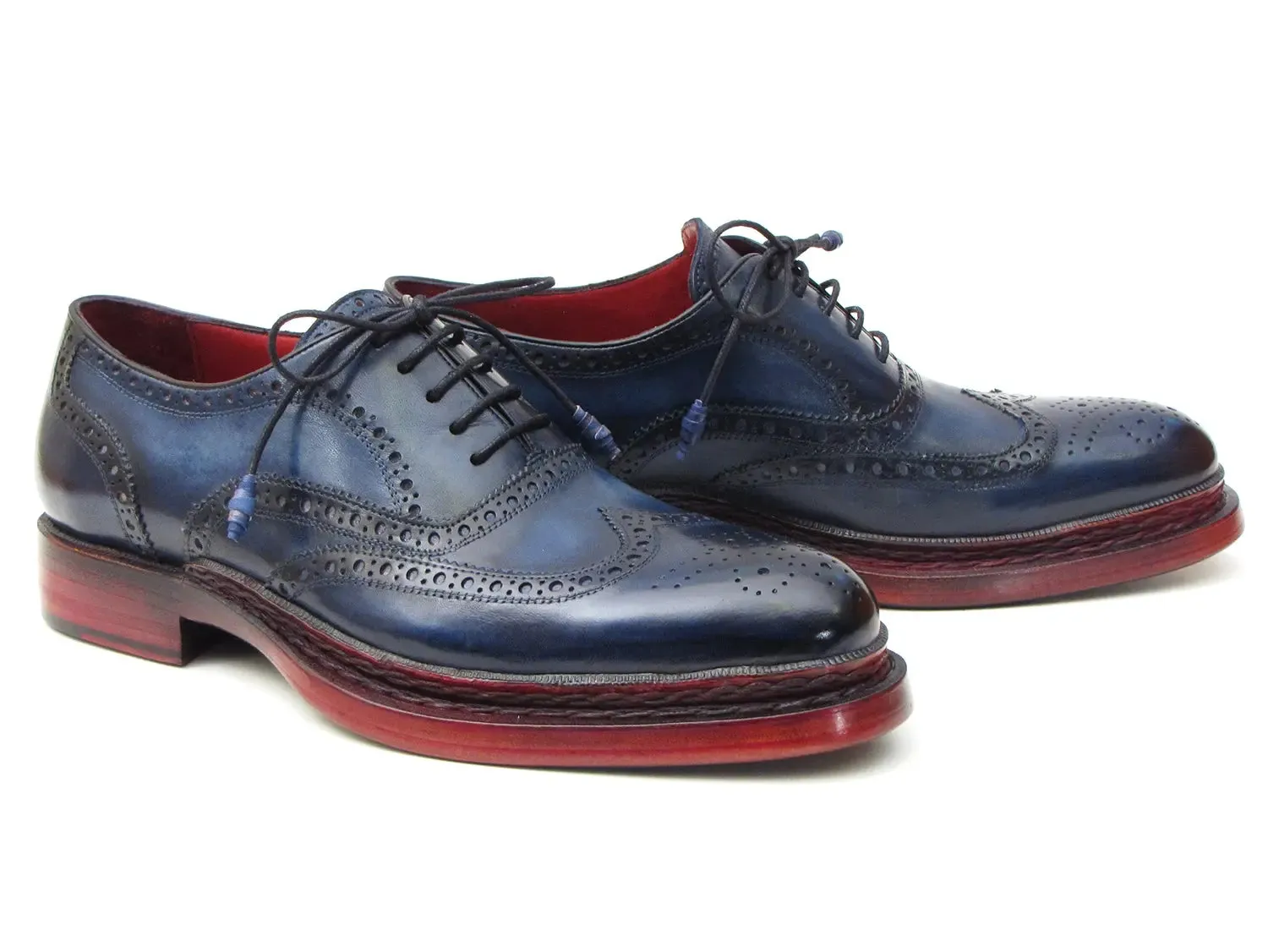 Paul Parkman Schuhe Paul Parkman Herren Wingtip Oxfords mit dreifacher Ledersohle in Marineblau