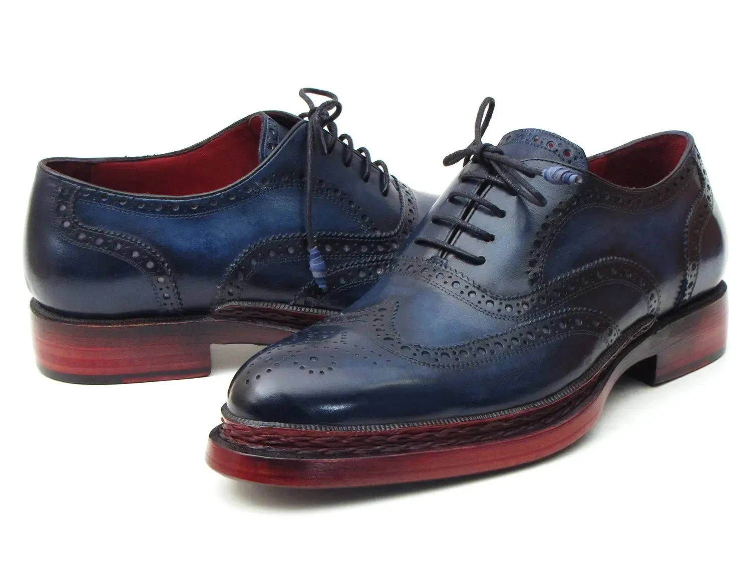 Paul Parkman Schuhe Paul Parkman Herren Wingtip Oxfords mit dreifacher Ledersohle in Marineblau