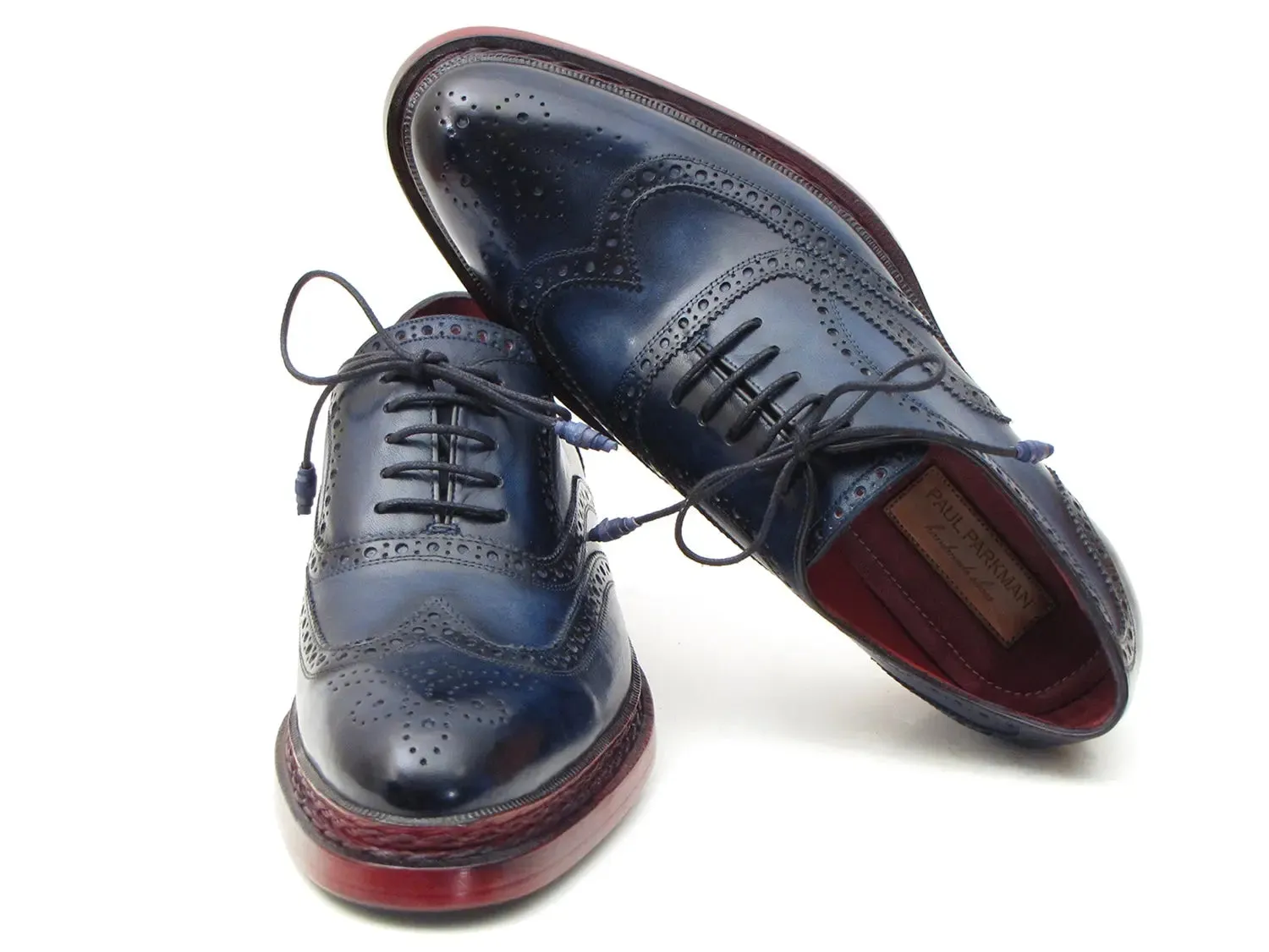 Paul Parkman Schuhe Paul Parkman Herren Wingtip Oxfords mit dreifacher Ledersohle in Marineblau