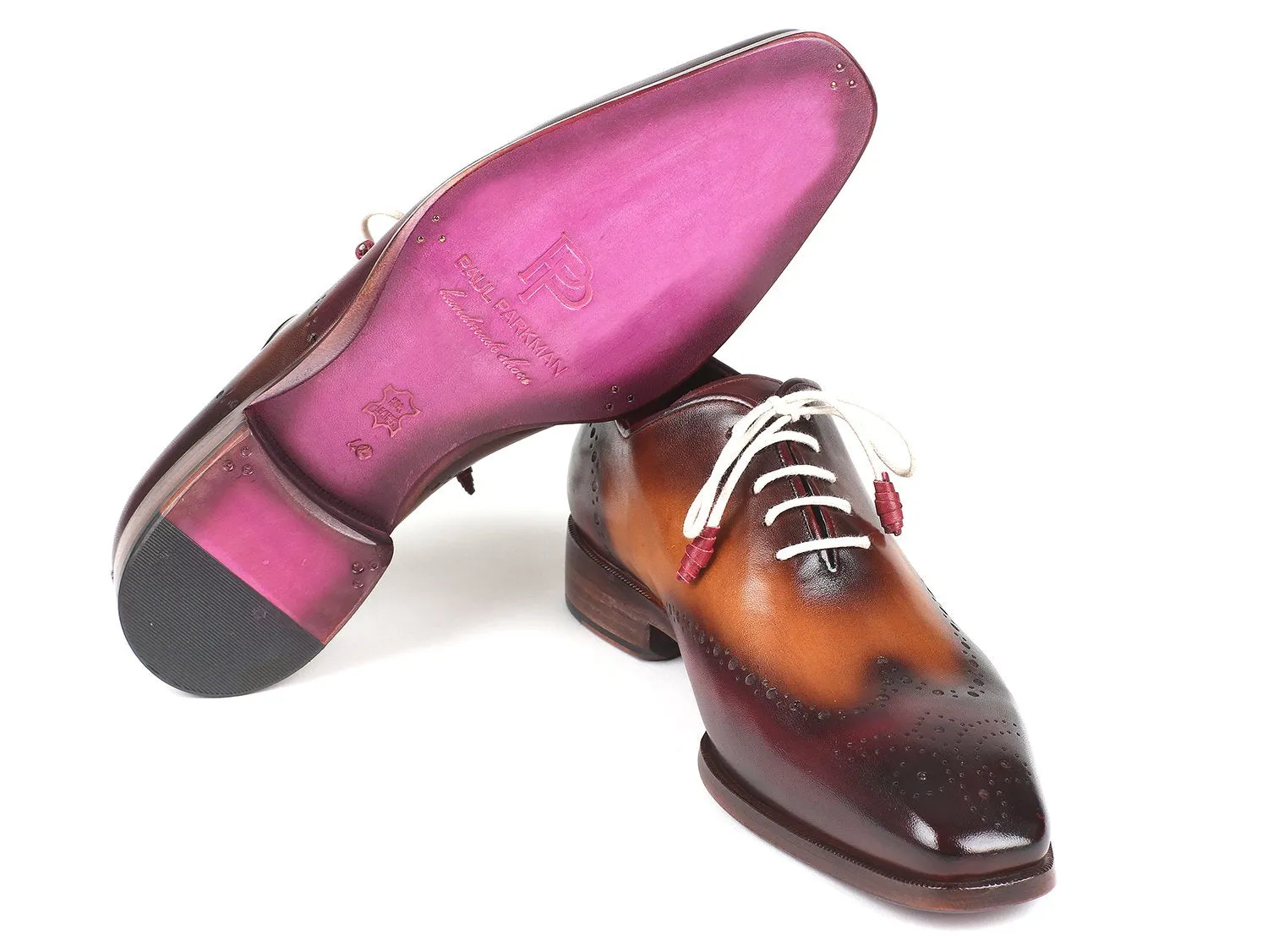 Paul Parkman Schuhe Paul Parkman Herren Wingtip Oxfords in Bordeaux & Kamel