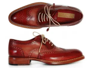 Paul Parkman Schuhe Paul Parkman Herren Wingtip Oxfords in Bordeaux & Kamel