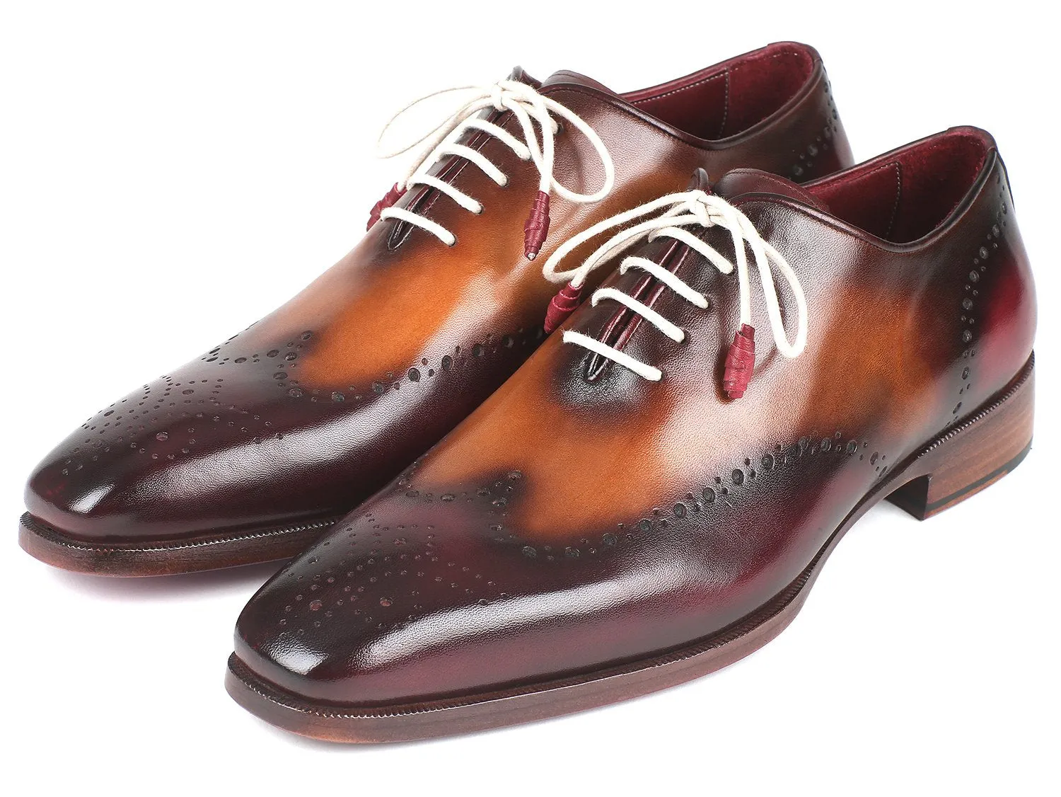 Paul Parkman Schuhe Paul Parkman Herren Wingtip Oxfords in Bordeaux & Kamel