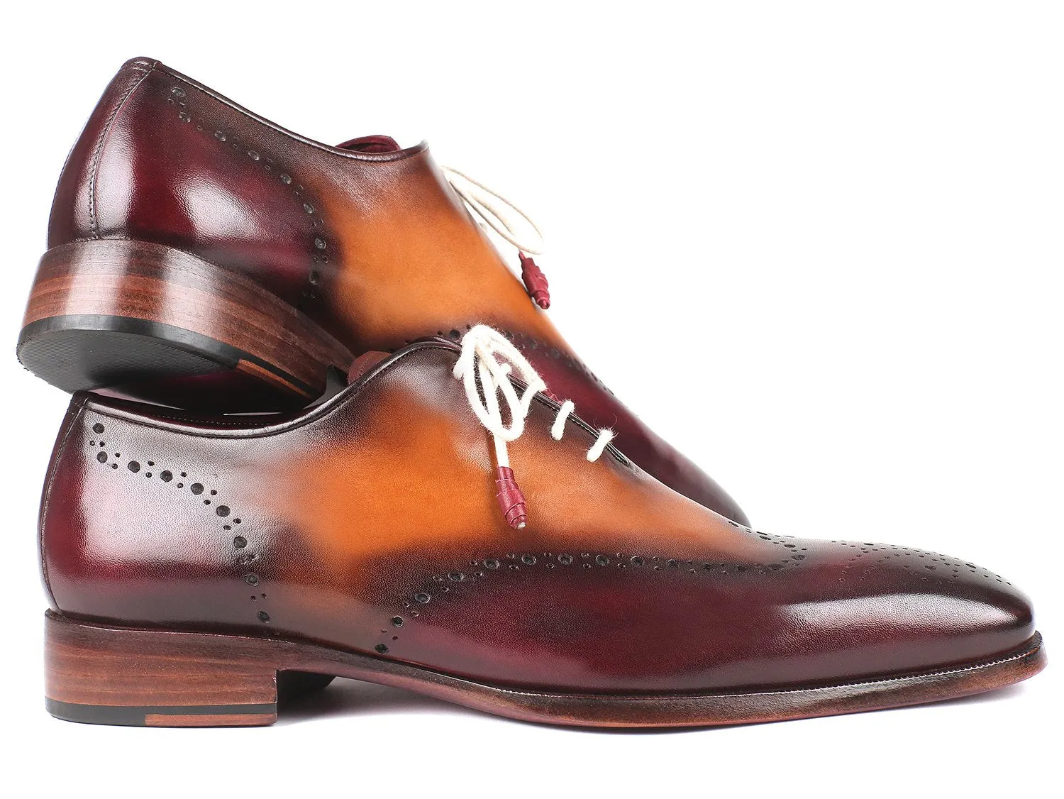 Paul Parkman Schuhe Paul Parkman Herren Wingtip Oxfords in Bordeaux & Kamel