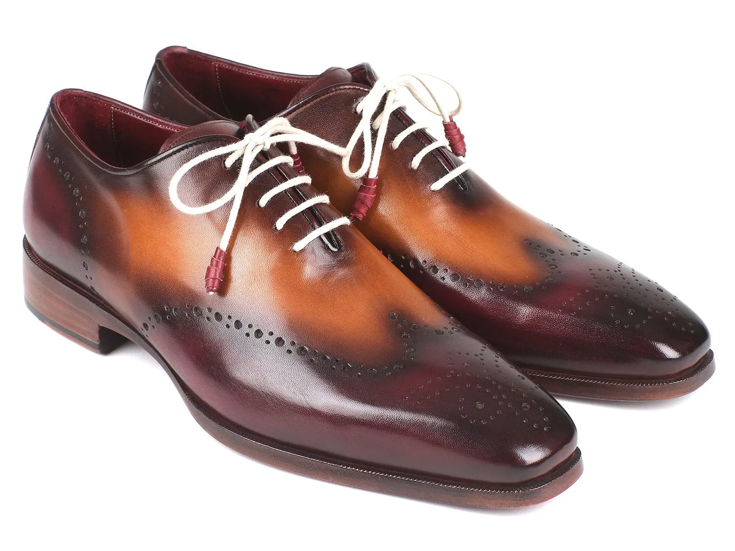 Paul Parkman Schuhe Paul Parkman Herren Wingtip Oxfords in Bordeaux & Kamel