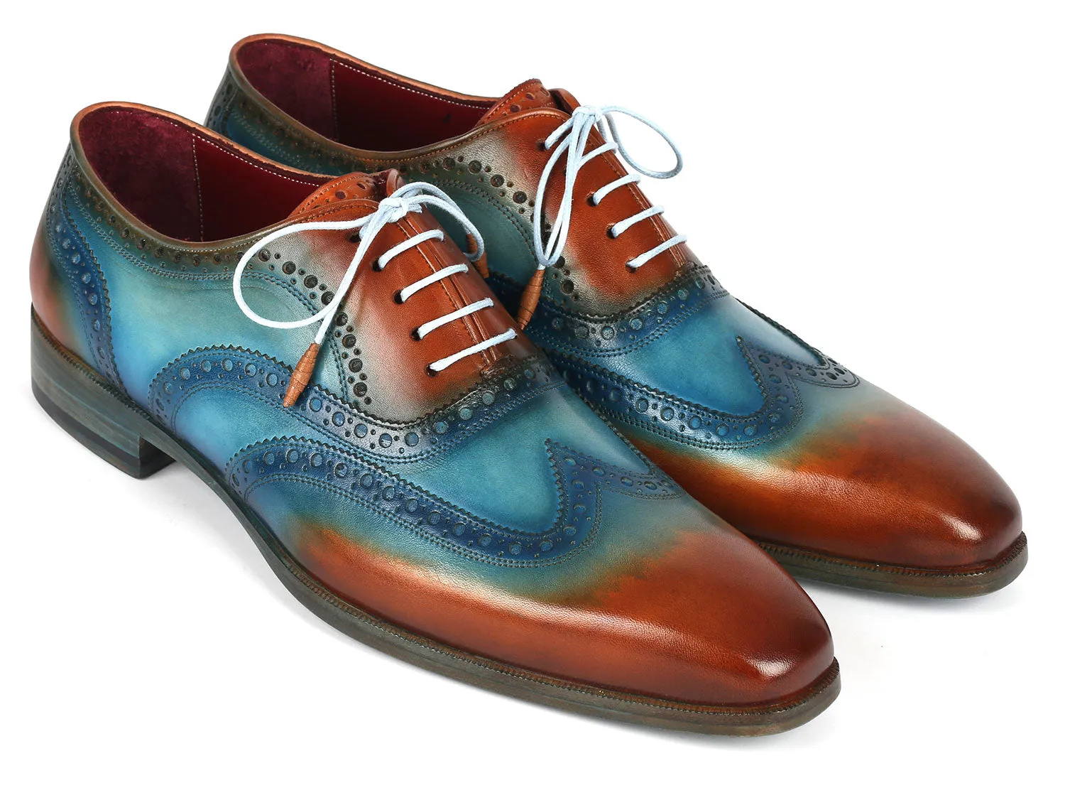 Paul Parkman Schuhe Paul Parkman Herren Wingtip Oxfords Türkis / Tabak
