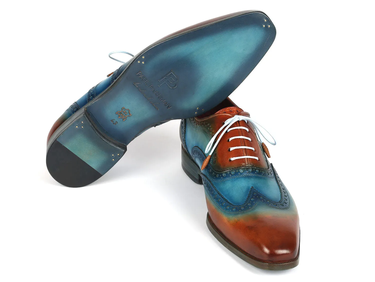 Paul Parkman Schuhe Paul Parkman Herren Wingtip Oxfords Türkis / Tabak