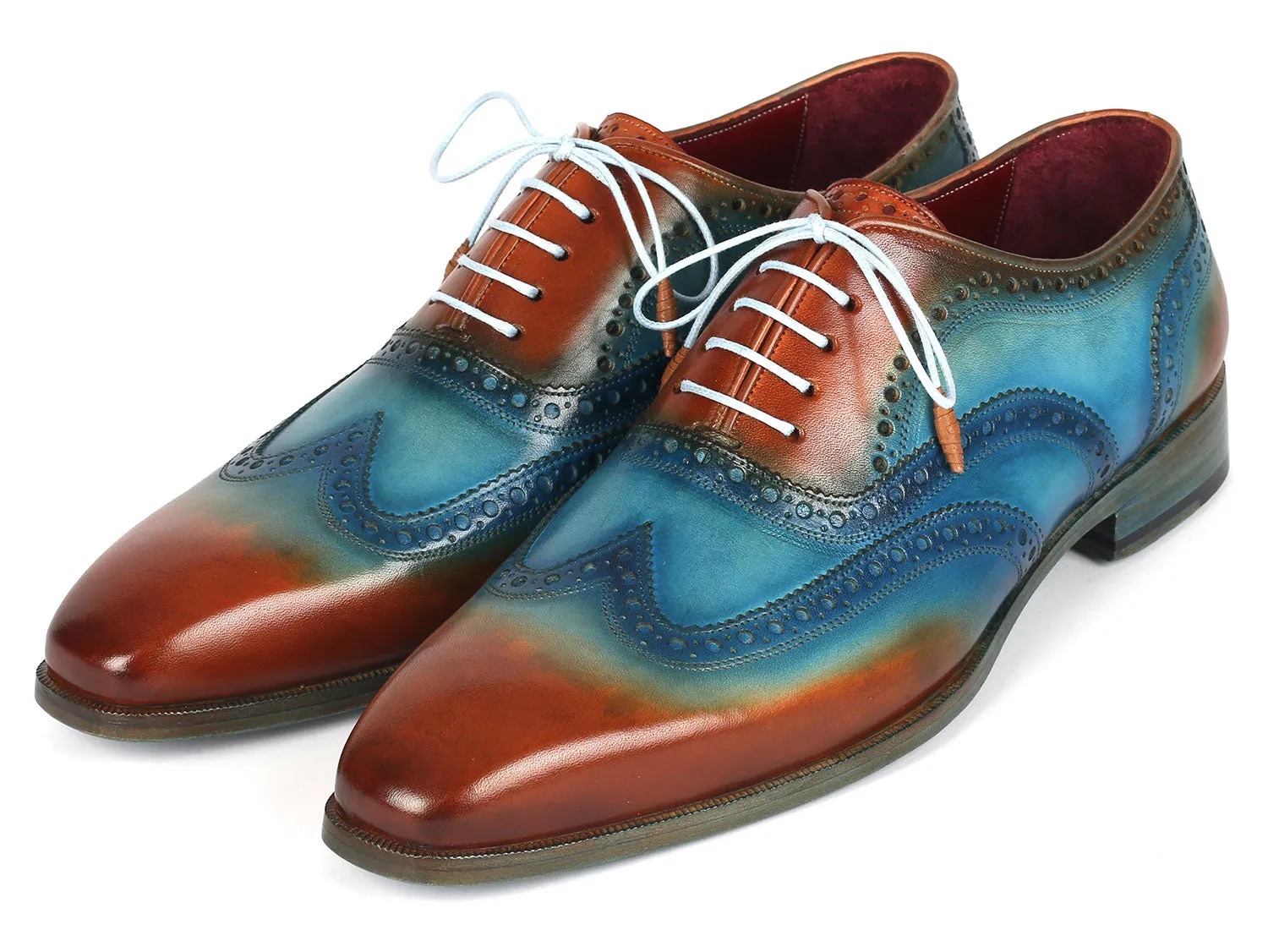 Paul Parkman Schuhe Paul Parkman Herren Wingtip Oxfords Türkis / Tabak