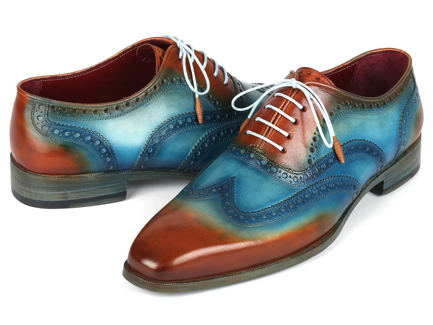 Paul Parkman Schuhe Paul Parkman Herren Wingtip Oxfords Türkis / Tabak