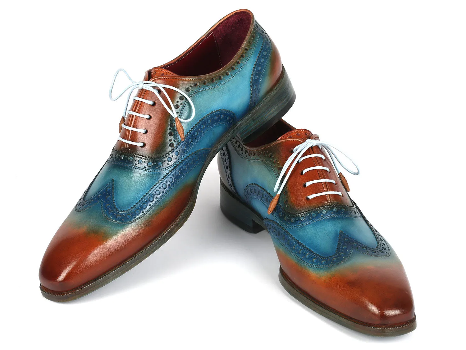 Paul Parkman Schuhe Paul Parkman Herren Wingtip Oxfords Türkis / Tabak