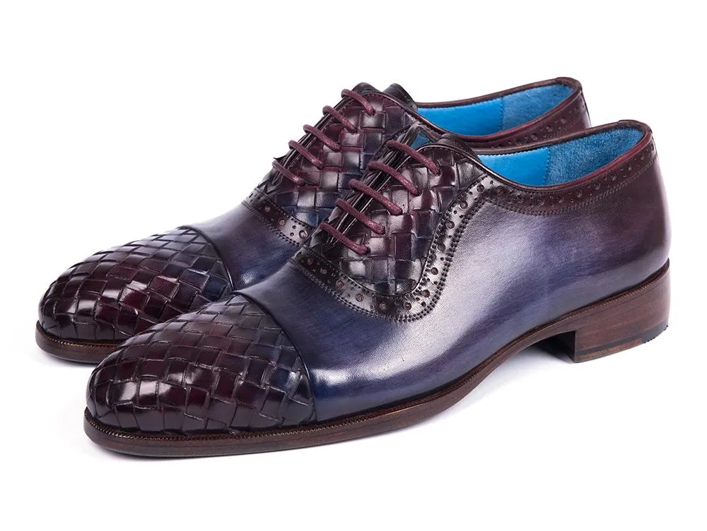 Paul Parkman Schuhe Paul Parkman Herren Geflochtene Leder Cap-Toe Oxfords in Marineblau & Lila