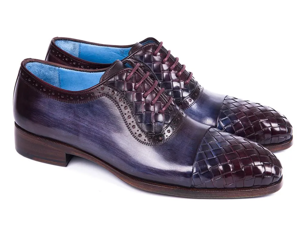Paul Parkman Schuhe Paul Parkman Herren Geflochtene Leder Cap-Toe Oxfords in Marineblau & Lila