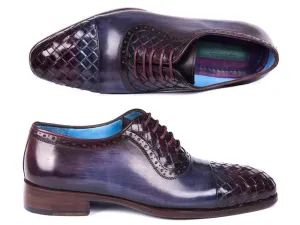 Paul Parkman Schuhe Paul Parkman Herren Geflochtene Leder Cap-Toe Oxfords in Marineblau & Lila