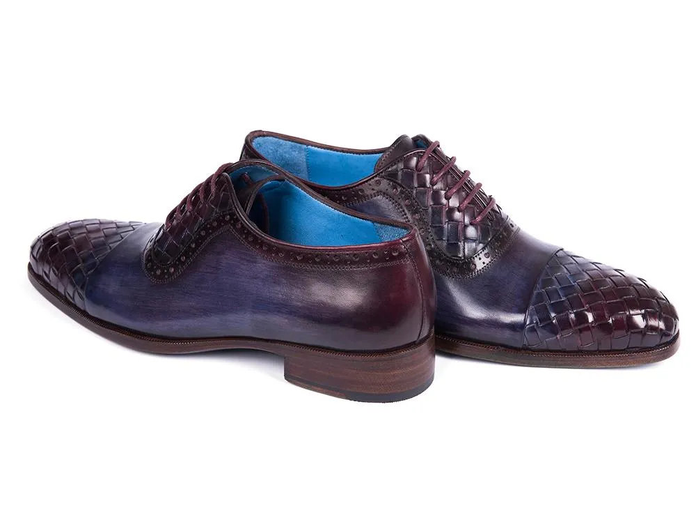 Paul Parkman Schuhe Paul Parkman Herren Geflochtene Leder Cap-Toe Oxfords in Marineblau & Lila