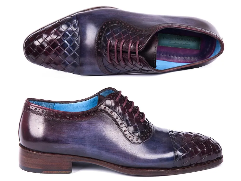 Paul Parkman Schuhe Paul Parkman Herren Geflochtene Leder Cap-Toe Oxfords in Marineblau & Lila
