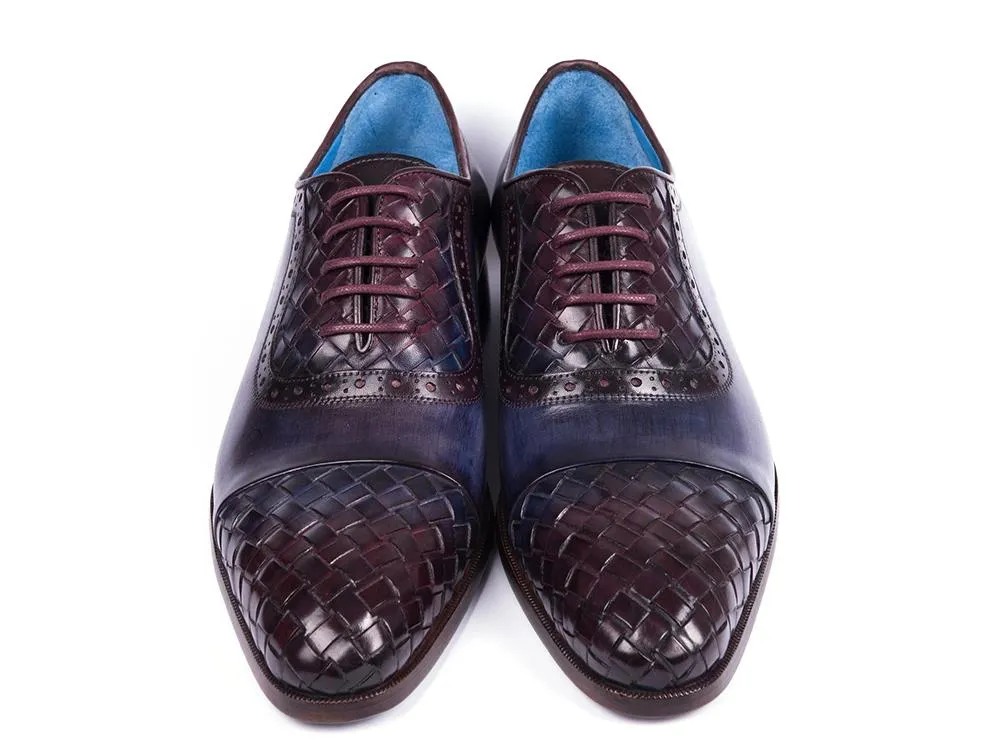 Paul Parkman Schuhe Paul Parkman Herren Geflochtene Leder Cap-Toe Oxfords in Marineblau & Lila