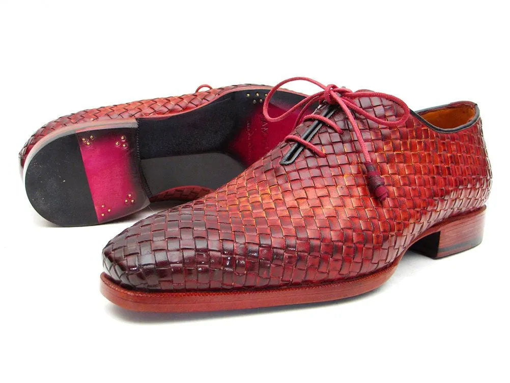 Paul Parkman Schuhe Paul Parkman Herren Oxfords aus gewebtem Leder in Bordeaux & Tabak