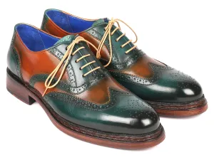 Paul Parkman Schuhe Paul Parkman Wingtip Oxfords Goodyear durchgenäht in Grün & Tabak