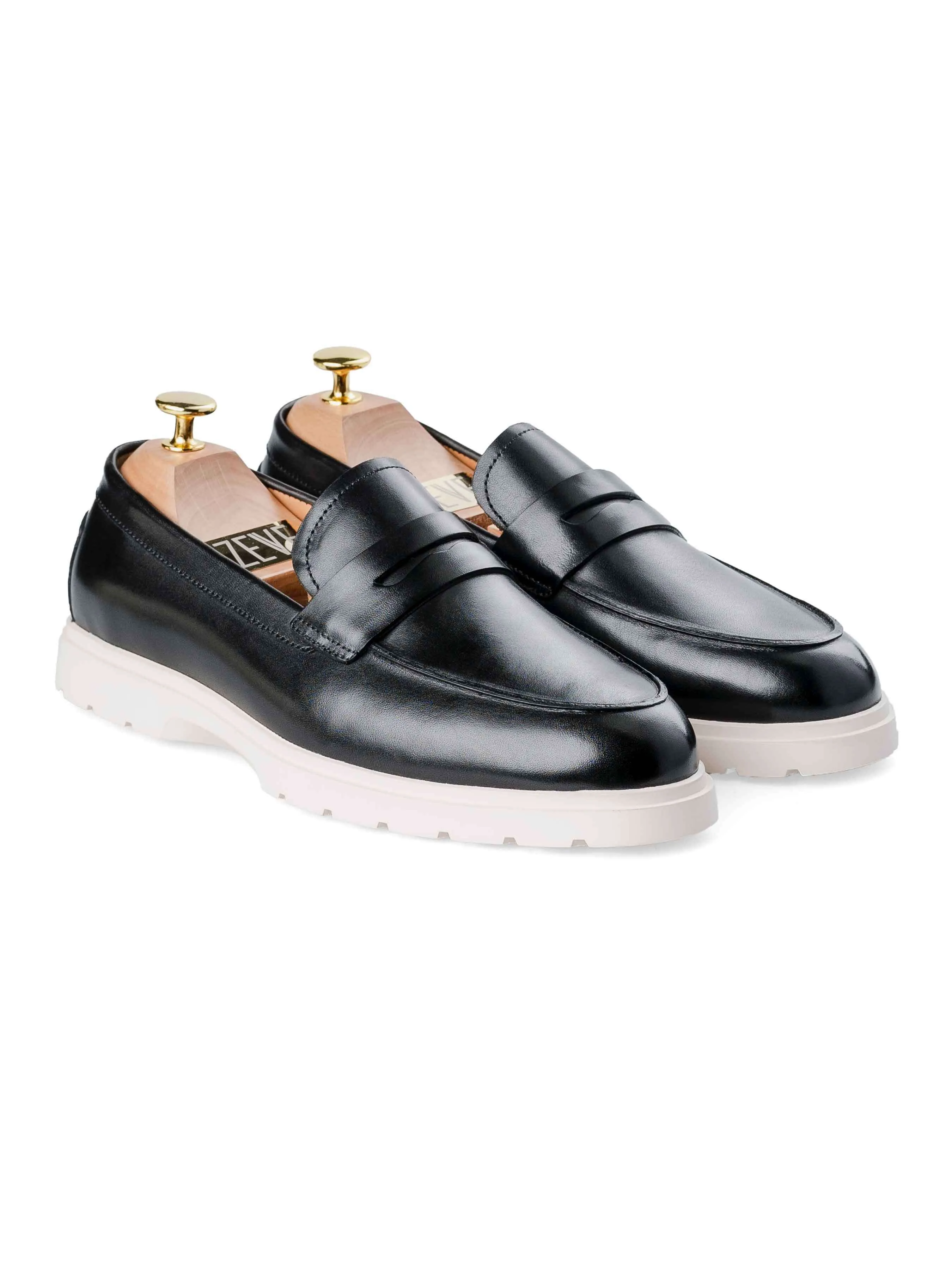 Penny Loafer - Einfarbig Schwarz (Kreidesohle)
