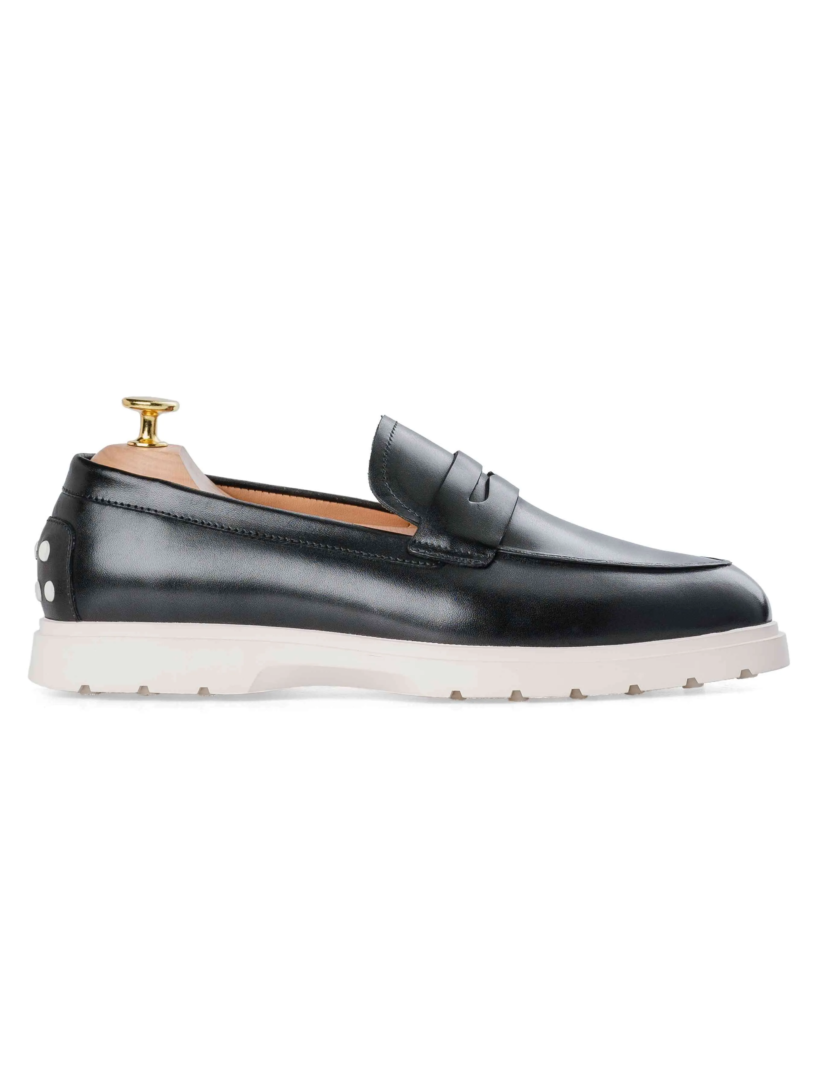 Penny Loafer - Einfarbig Schwarz (Kreidesohle)