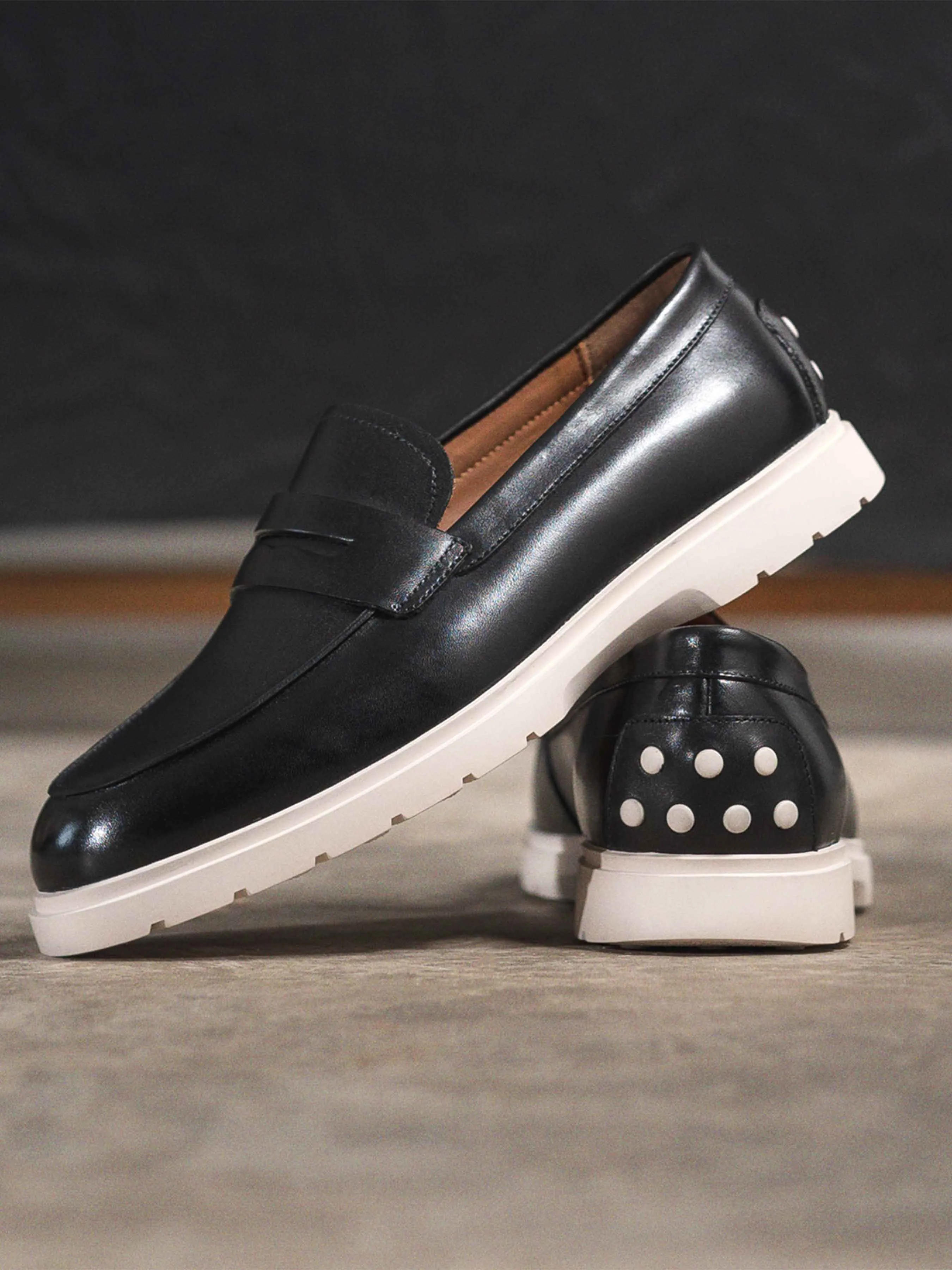 Penny Loafer - Einfarbig Schwarz (Kreidesohle)