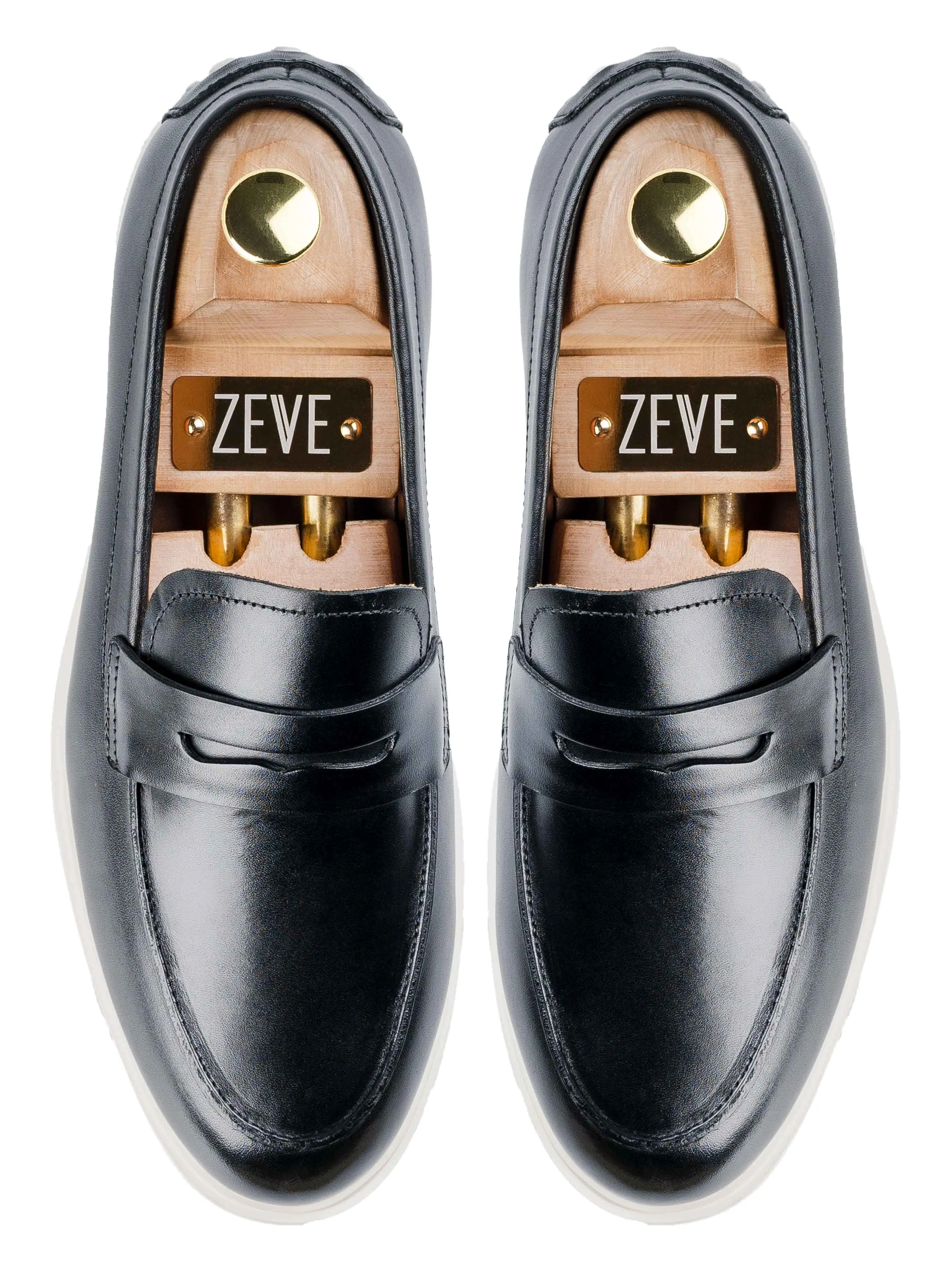 Penny Loafer - Einfarbig Schwarz (Kreidesohle)