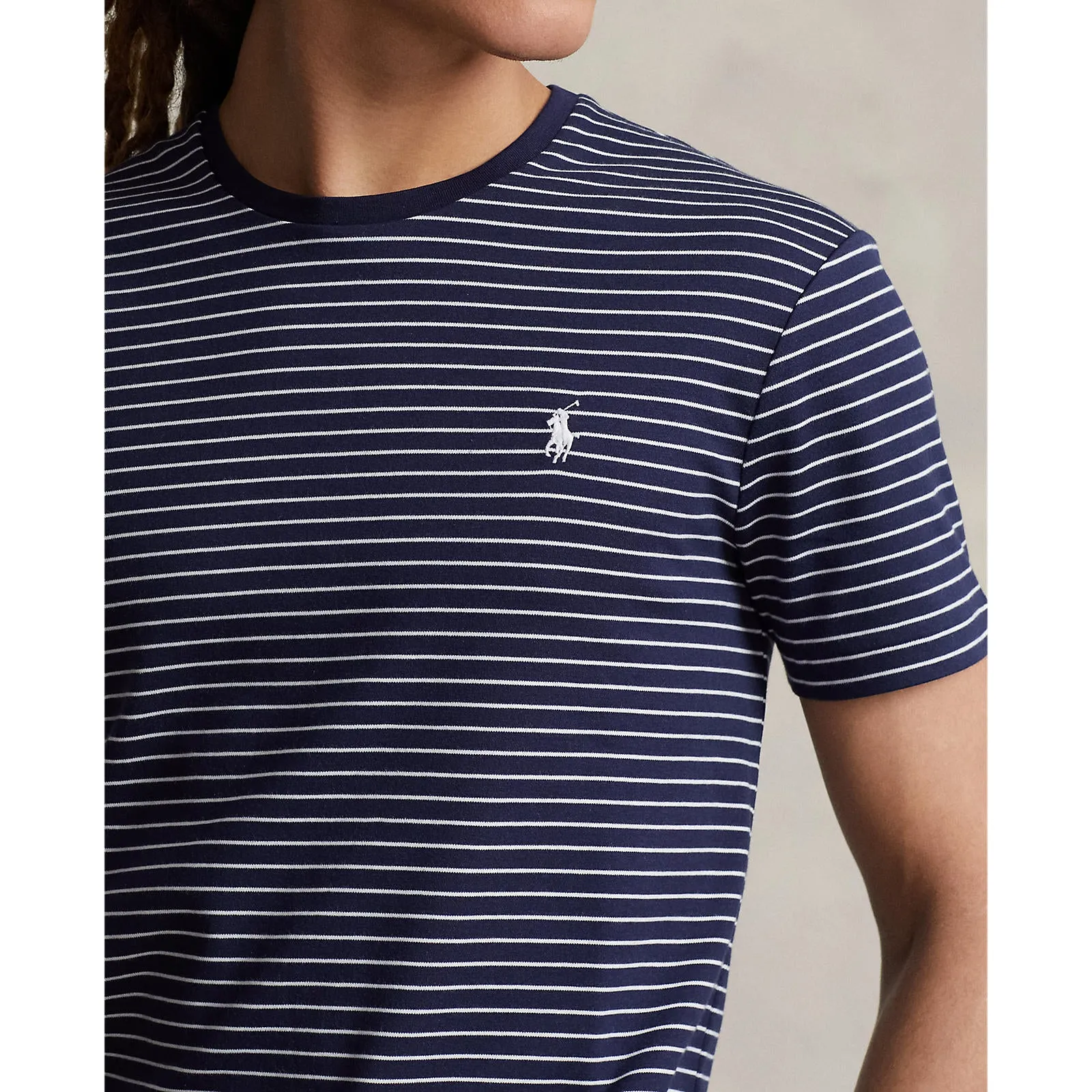 Polo Ralph Lauren - Maßgeschneidertes Slim Fit T-Shirt aus weicher Baumwolle - Französisch Marine/Weiß Polo Ralph Lauren Kleidung