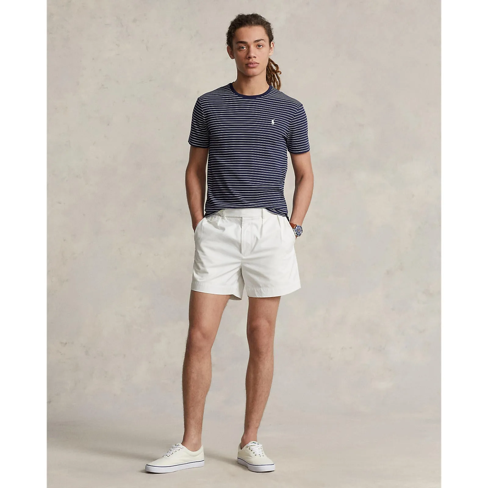 Polo Ralph Lauren - Maßgeschneidertes Slim Fit T-Shirt aus weicher Baumwolle - Französisch Marine/Weiß Polo Ralph Lauren Kleidung