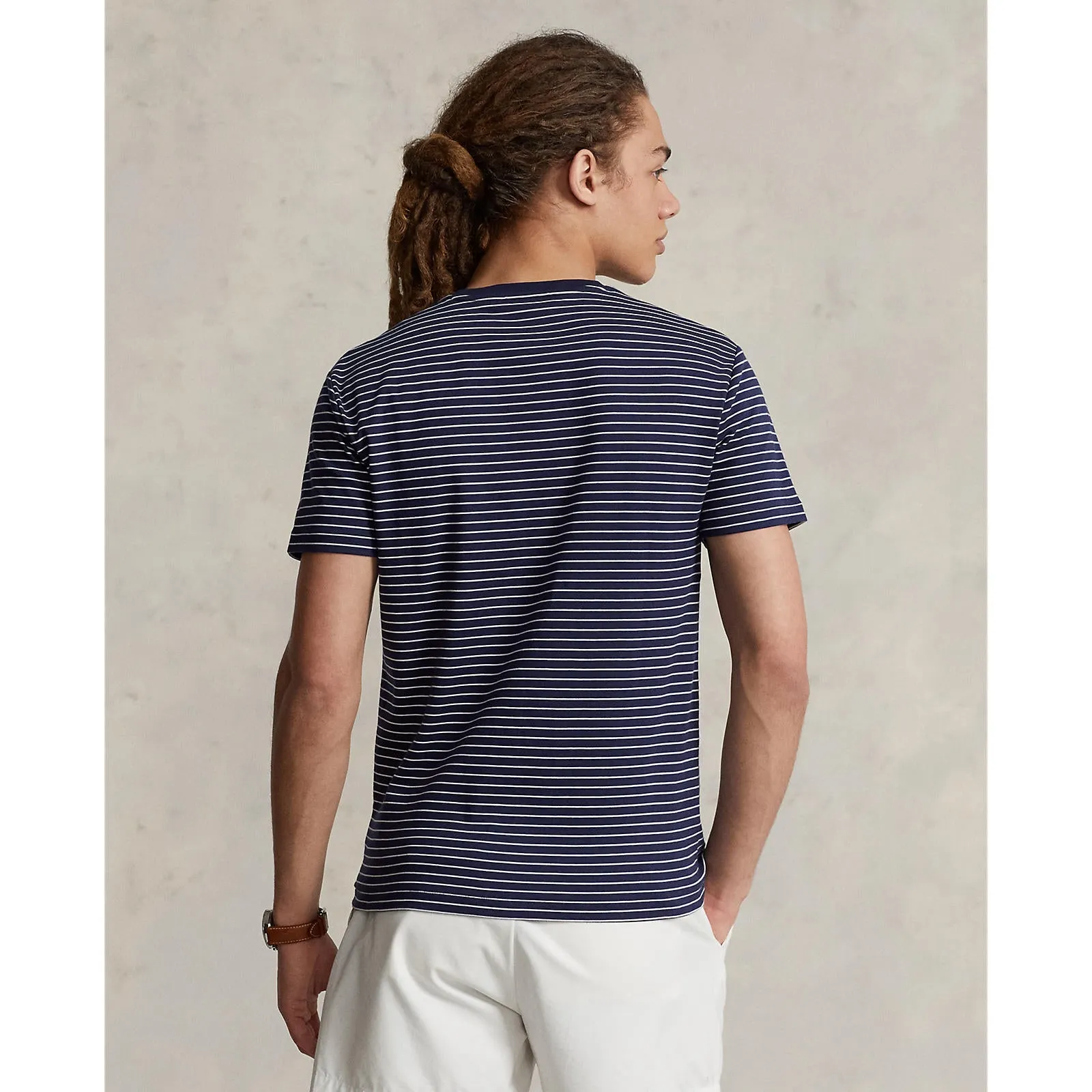 Polo Ralph Lauren - Maßgeschneidertes Slim Fit T-Shirt aus weicher Baumwolle - Französisch Marine/Weiß Polo Ralph Lauren Kleidung