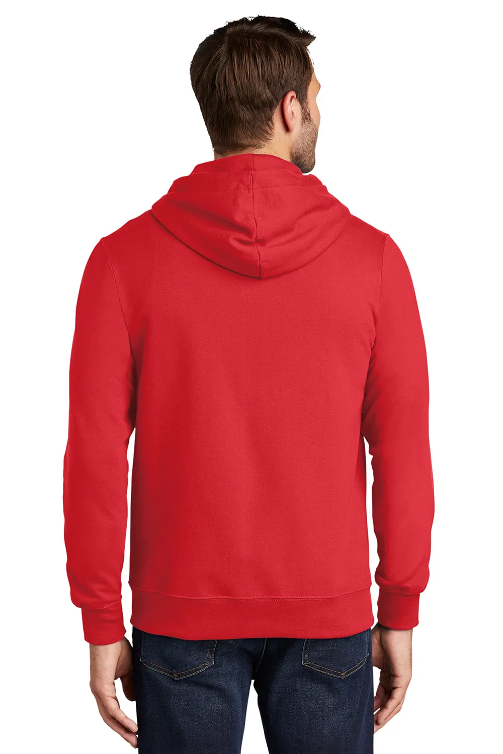 Port & Company Herren Fan Favorite Fleece Full-Zip Kapuzenpullover Hoodie mit Taschen - Leuchtendes Rot