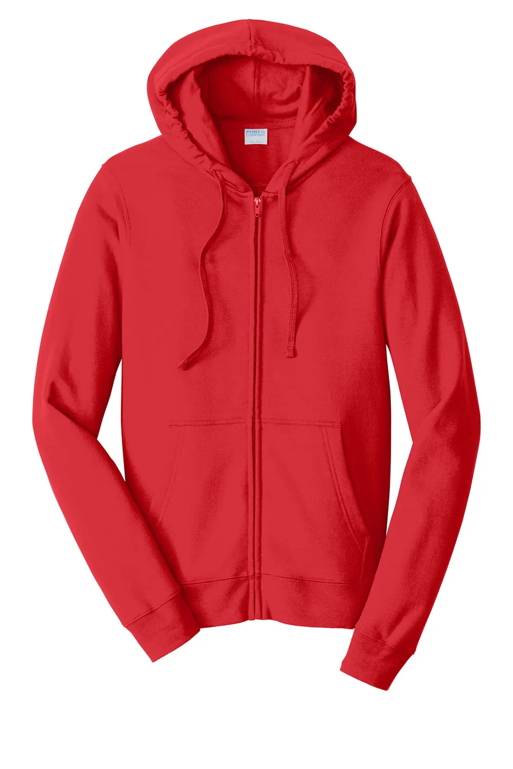 Port & Company Herren Fan Favorite Fleece Full-Zip Kapuzenpullover Hoodie mit Taschen - Leuchtendes Rot