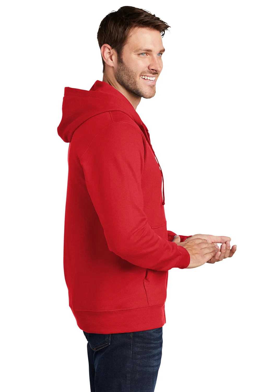 Port & Company Herren Fan Favorite Fleece Full-Zip Kapuzenpullover Hoodie mit Taschen - Leuchtendes Rot