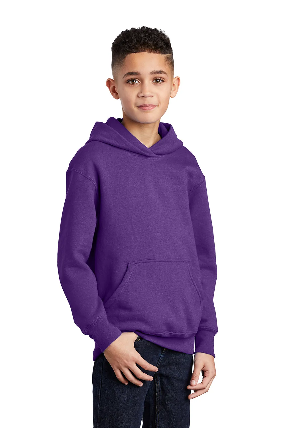 Port & Company Youth Core Pill Resistant Fleece Kapuzenpullover Hoodie mit Kangaroo-Tasche - Team Lila