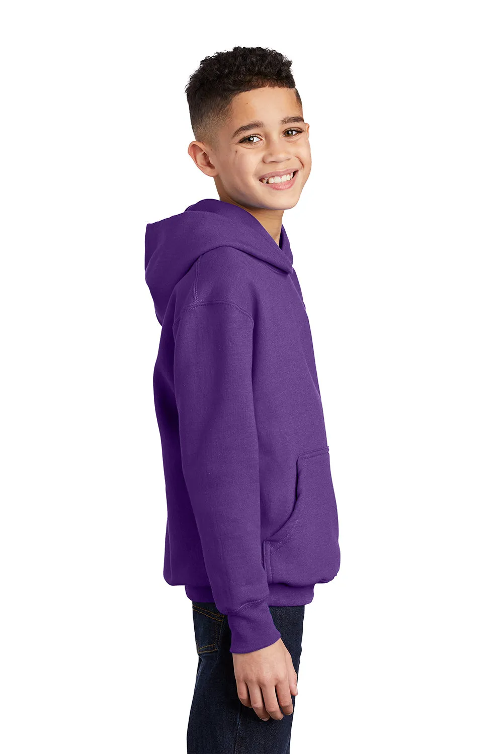 Port & Company Youth Core Pill Resistant Fleece Kapuzenpullover Hoodie mit Kangaroo-Tasche - Team Lila