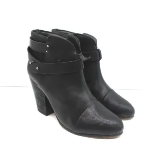 Rag & Bone Harrow Stiefeletten Schwarz Leder Größe 38.5 High Heel Booties