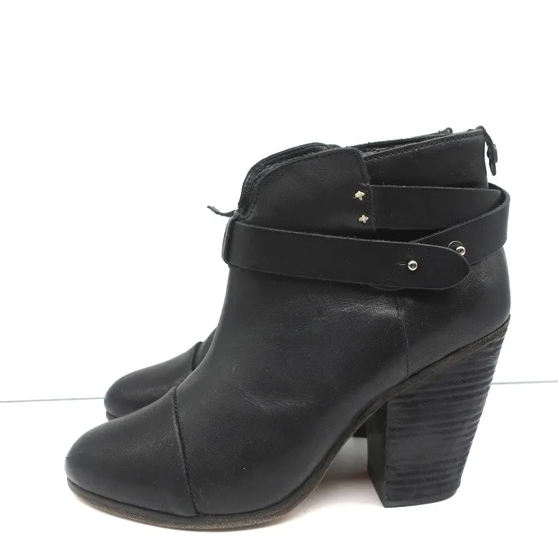 Rag & Bone Harrow Stiefeletten Schwarz Leder Größe 38.5 High Heel Booties