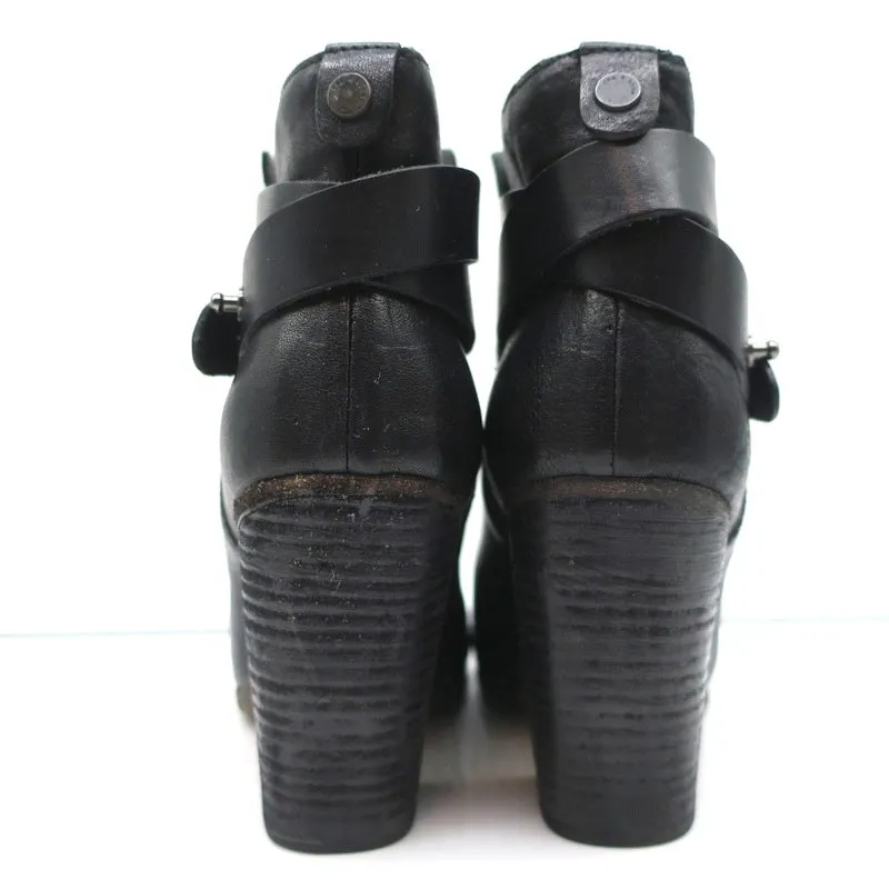 Rag & Bone Harrow Stiefeletten Schwarz Leder Größe 38.5 High Heel Booties