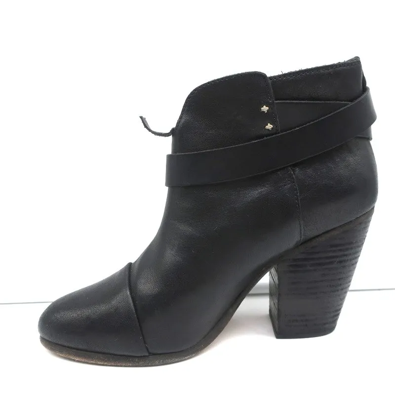 Rag & Bone Harrow Stiefeletten Schwarz Leder Größe 38.5 High Heel Booties