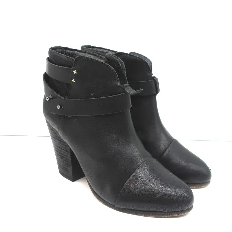 Rag & Bone Harrow Stiefeletten Schwarz Leder Größe 38.5 High Heel Booties