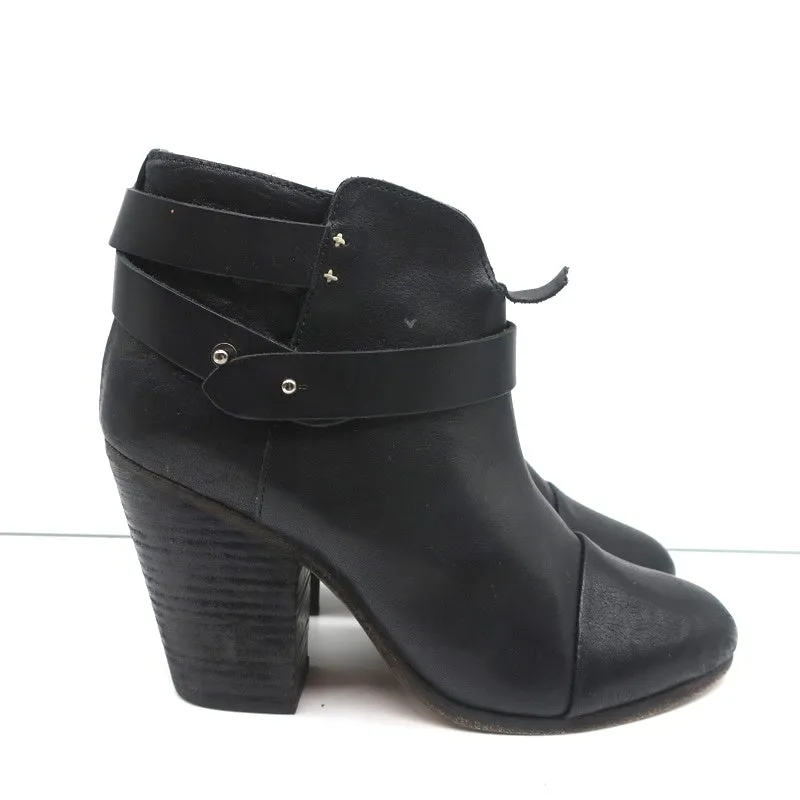 Rag & Bone Harrow Stiefeletten Schwarz Leder Größe 38.5 High Heel Booties