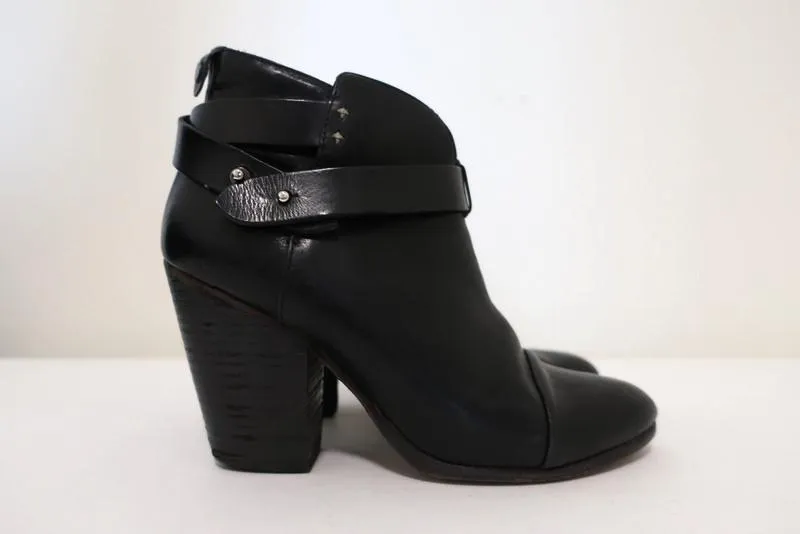 Rag & Bone Harrow Stiefeletten Schwarz Leder Größe 39 High Heel Booties