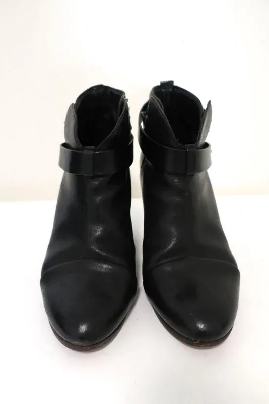 Rag & Bone Harrow Stiefeletten Schwarz Leder Größe 39 High Heel Booties