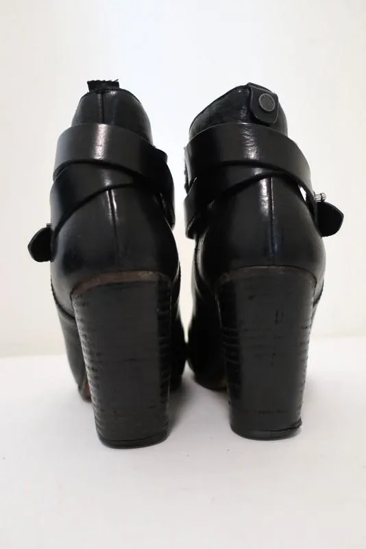 Rag & Bone Harrow Stiefeletten Schwarz Leder Größe 39 High Heel Booties