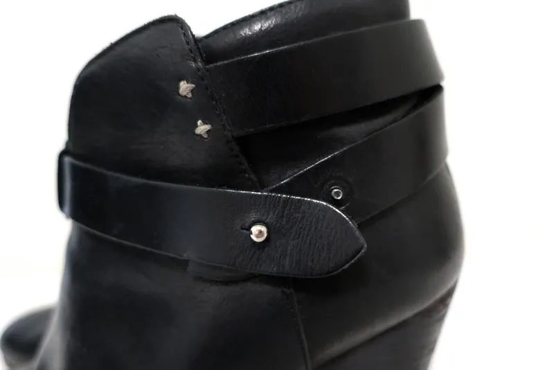 Rag & Bone Harrow Stiefeletten Schwarz Leder Größe 39 High Heel Booties