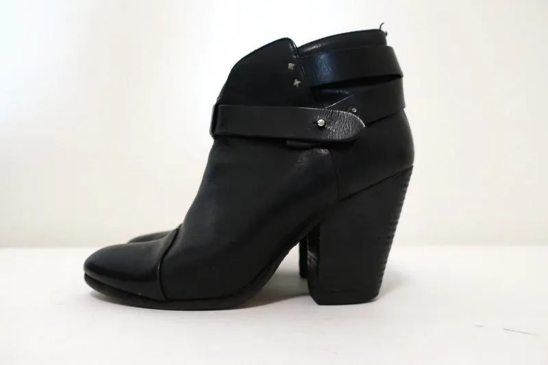 Rag & Bone Harrow Stiefeletten Schwarz Leder Größe 39 High Heel Booties